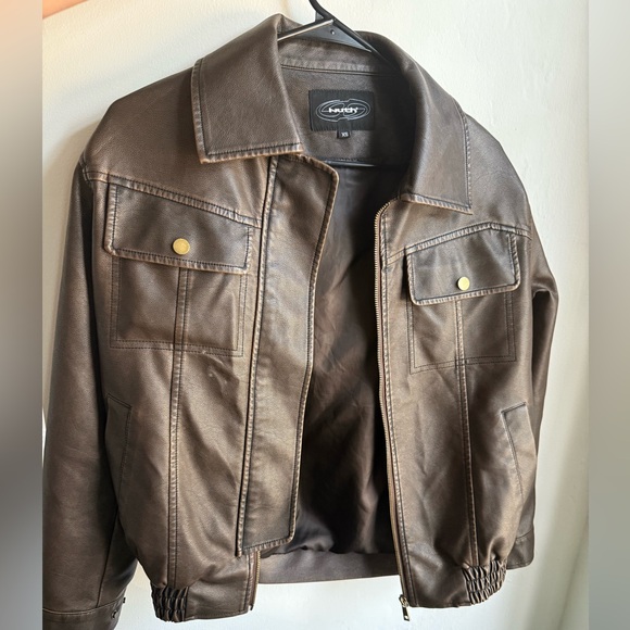 Jackets & Blazers - Brown leather bomber jacket